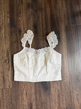 Abercrombie White Eyelet Embroidered Tank Top Size Medium